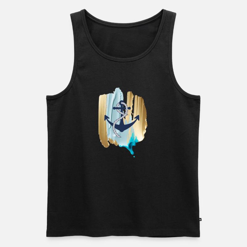 Blauer Anker - Männer Premium Bio Tank Top - Schwarz