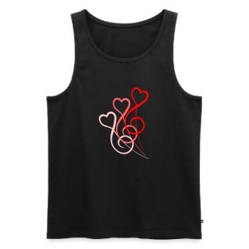 3 Musique Amour notes de clé de basse cœurs - Débardeur bio Premium Homme - noir - Devant - Michal (187cm)