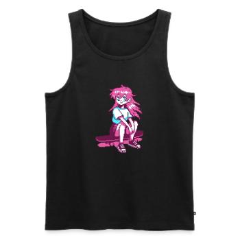8bit sk8er grl - Männer Premium Bio Tank Top - Schwarz - Vorne - AI Model Male 178 light (178cm)
