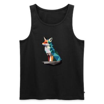 Polygon - Fuchs - Moderne Kunst Tier Design - Männer Premium Bio Tank Top - Schwarz - Vorne - Michal (187cm)