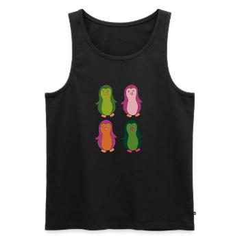 Penguins colorful - Men's Premium Organic Tank Top - black - Front - Michal (187cm)