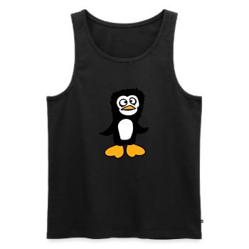 Le pingouin a l’air confus, stupide, drôle, grimace - Débardeur bio Premium Homme - noir - Devant - AI Model Male 178 light (178cm)