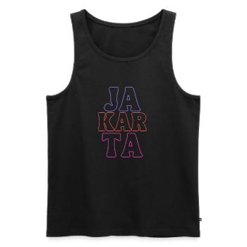 Jakarta Indonesia - Men's Premium Organic Tank Top - black - Front - Michal (187cm)