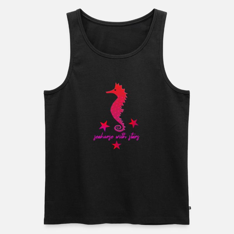 rotes Seepferdchen mit Sternchen pink - Männer Premium Bio Tank Top - Schwarz