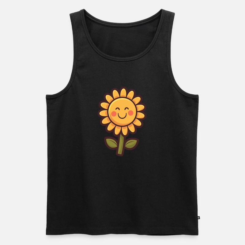 Weiche Sonnenblumen im Comic-Stil - Männer Premium Bio Tank Top - Schwarz