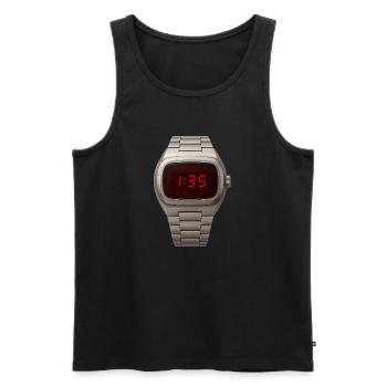 Montre-bracelet élégante avec LED rouges enfant des années 70 - Débardeur bio Premium Homme - noir - Devant - AI Model Male 178 light (178cm)