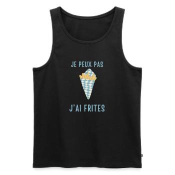 je peux pas j ai Frites - Débardeur bio Premium Homme - noir - Devant - Michal (187cm)