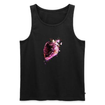 Fraise, rose, popart, œuvre d’art, peinture - Débardeur bio Premium Homme - noir - Devant - Michal (187cm)