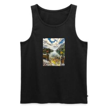 Lago di garda,Lake Garda,lake,landscape - Men's Premium Organic Tank Top - black - Front - AI Model Male 178 light (178cm)