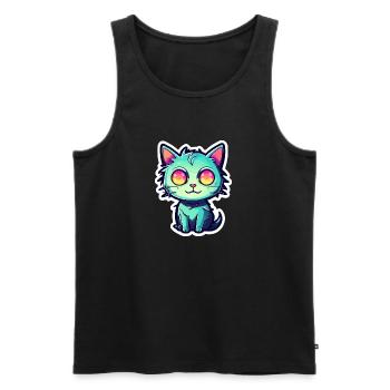 Illustration de chat mignon - Débardeur bio Premium Homme - noir - Devant - AI Model Male 178 light (178cm)
