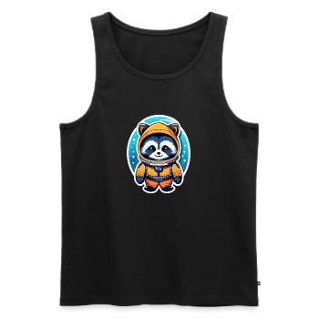 Waschbär Astronaut Illustration - Männer Premium Bio Tank Top - Schwarz - Vorne - Michal (187cm)