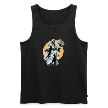 Illustration de fleurs de la Faucheuse - Débardeur bio Premium Homme - noir - Devant - AI Model Male 178 light (178cm)