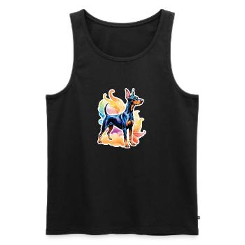 Dobermann Wasserfarben - Männer Premium Bio Tank Top - Schwarz - Vorne - Michal (187cm)