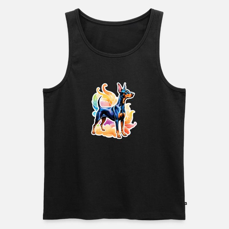 Dobermann Wasserfarben - Männer Premium Bio Tank Top - Schwarz