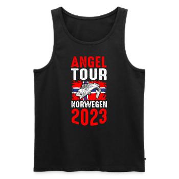 Angel Tour Norwegen 2023 Angelteam Flagge Fische F - Männer Premium Bio Tank Top - Schwarz - Vorne - Michal (187cm)