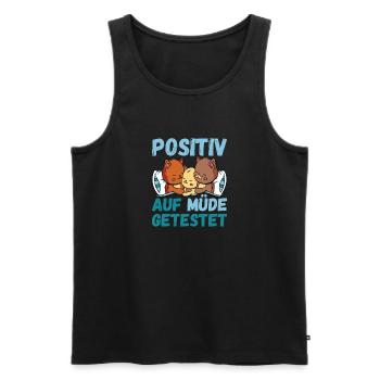 Positiv auf Müde getestet Katze Fun - Männer Premium Bio Tank Top - Schwarz - Vorne - Michal (187cm)