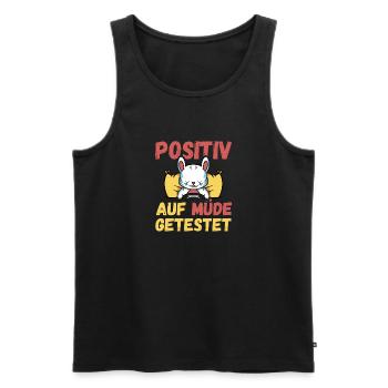 Positiv auf Müde getestet Hase Fun - Männer Premium Bio Tank Top - Schwarz - Vorne - Michal (187cm)