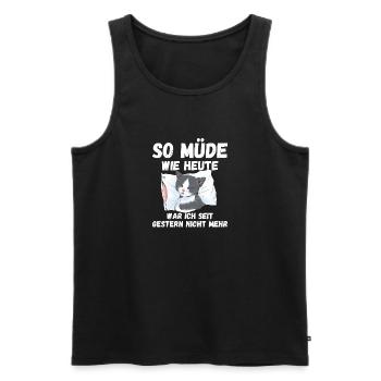 Müde wie heute seit gestern nicht mehr Katze Fun - Männer Premium Bio Tank Top - Schwarz - Vorne - AI Model Male 178 light (178cm)