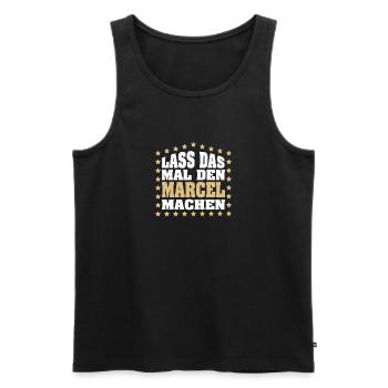 Lass das mal den MARCEL machen Vornamen Spruch - Männer Premium Bio Tank Top - Schwarz - Vorne - AI Model Male 178 light (178cm)