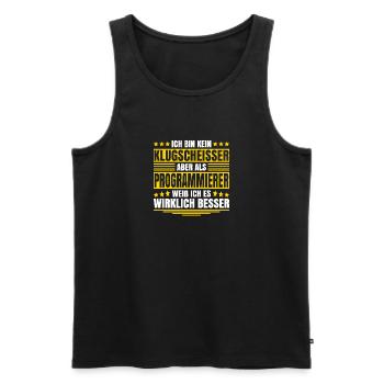 Herren Kein Klugscheisser bin Programmierer Spruch - Männer Premium Bio Tank Top - Schwarz - Vorne - Michal (187cm)