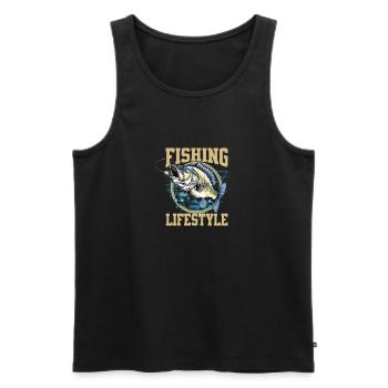 Fishing Lifestyle - Men's Premium Organic Tank Top - black - Front - Michal (187cm)