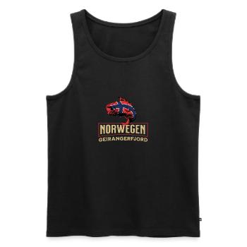Angelurlaub Angeltour in Norwegen Geirangerfjord - Männer Premium Bio Tank Top - Schwarz - Vorne - Michal (187cm)