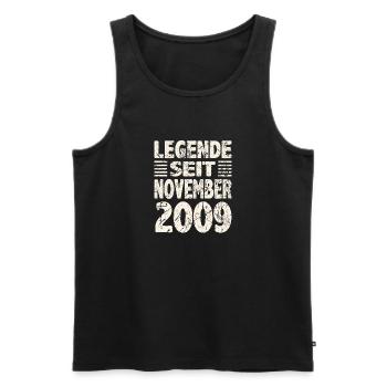 November 2009 Legende seit 14 Jahren Mann Frau - Männer Premium Bio Tank Top - Schwarz - Vorne - AI Model Male 178 light (178cm)