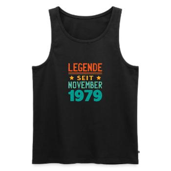 November 1979 Legende seit 44 Jahren Mann Frau - Männer Premium Bio Tank Top - Schwarz - Vorne - Michal (187cm)