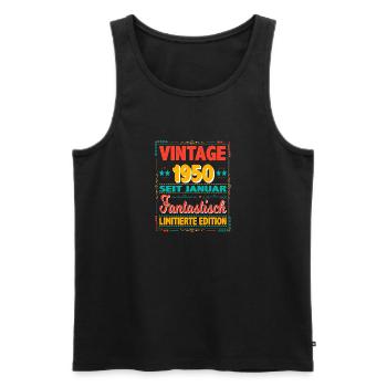 Janvier 1950 ' s Vintage Fantastique 74 ans homme - Débardeur bio Premium Homme - noir - Devant - Michal (187cm)