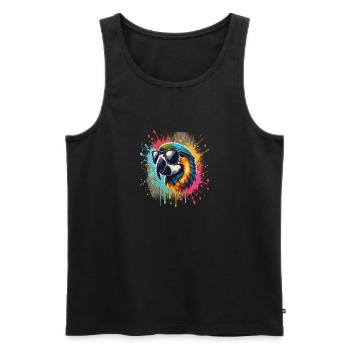 Lustige Papageien Kleidung – Trendige Mode für - Männer Premium Bio Tank Top - Schwarz - Vorne - Michal (187cm)