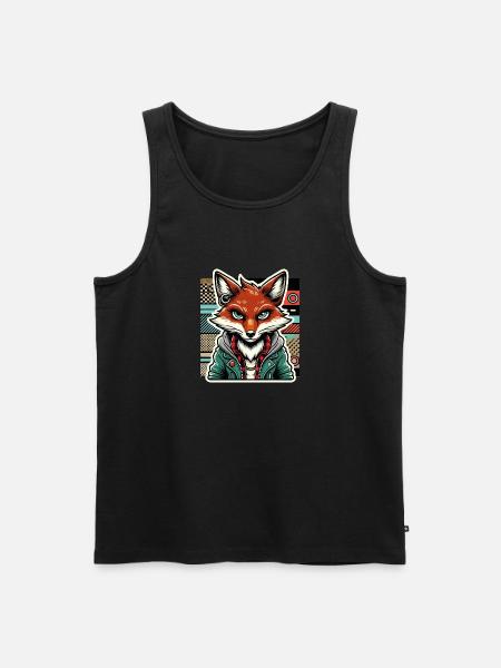 Retro Fox Hipster Design - Men's Premium Organic Tank Top - black