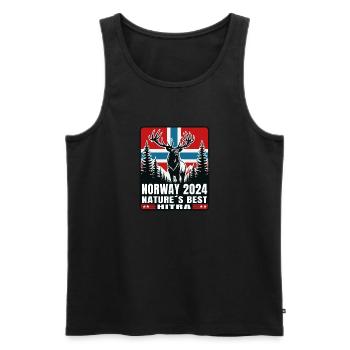 Norway 2024 Deer Moose Nature Hitra - Men's Premium Organic Tank Top - black - Front - Michal (187cm)
