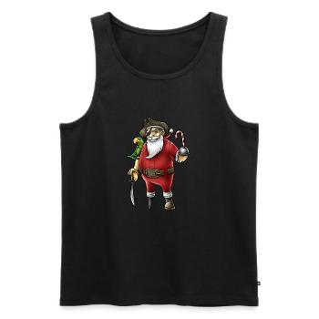 Santa Pirate Funny Christmas Candy Cane Hook Hand - Men's Premium Organic Tank Top - black - Front - Michal (187cm)