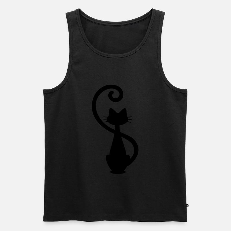Katze - Chat - Cat - Silhouette - Männer Premium Bio Tank Top - Schwarz