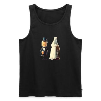 Groom marries a beer bottle - Men's Premium Organic Tank Top - black - Front - Michal (187cm)