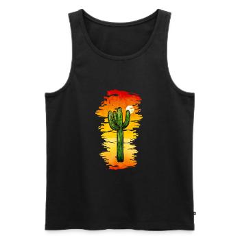 Cactus coucher de soleil désert retro nature succulente - Débardeur bio Premium Homme - noir - Devant - AI Model Male 178 light (178cm)