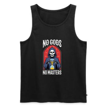 No Gods No Masters - Men's Premium Organic Tank Top - black - Front - Michal (187cm)