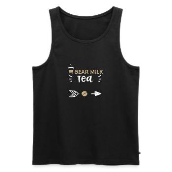 Thé au lait d’ours - Café - Débardeur bio Premium Homme - noir - Devant - AI Model Male 178 light (178cm)