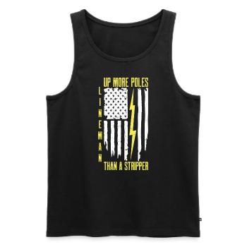 Power Lineman Power Line Electrician - Men's Premium Organic Tank Top - black - Front - AI Model Male 178 light (178cm)
