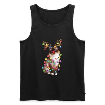 Christmas Birman Cat - Funny Reindeer Xmas Kitty - Men's Premium Organic Tank Top - black - Front - Michal (187cm)