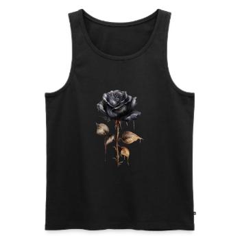 Single black rose with stem darkness - Men's Premium Organic Tank Top - black - Front - AI Model Male 178 light (178cm)