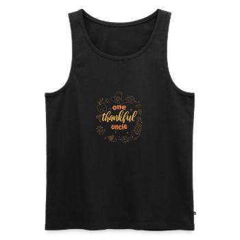 One Thankful Uncle Thanksgiving - Männer Premium Bio Tank Top - Schwarz - Vorne - Michal (187cm)