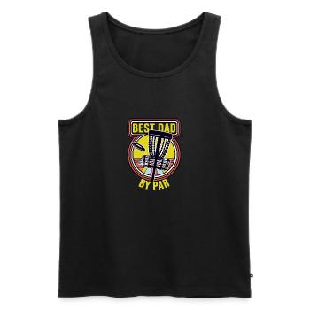 Best Dad By Par Fathers Day Disc Golf - Men's Premium Organic Tank Top - black - Front - AI Model Male 178 light (178cm)