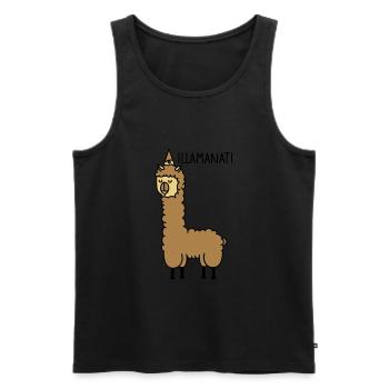 illamanati - Men's Premium Organic Tank Top - black - Front - Michal (187cm)