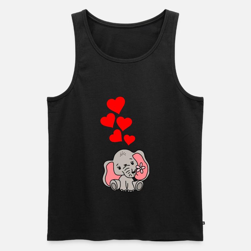 Elefant Herz Liebe - Männer Premium Bio Tank Top - Schwarz
