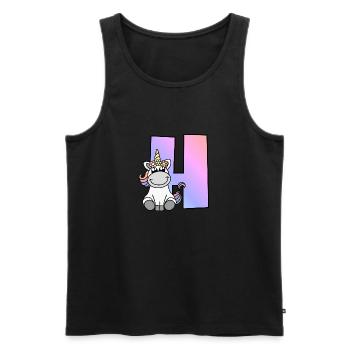 Unicorn Letter H - Men's Premium Organic Tank Top - black - Front - Michal (187cm)