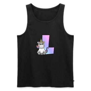 Einhorn Buchstabe L - Männer Premium Bio Tank Top - Schwarz - Vorne - AI Model Male 178 light (178cm)