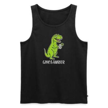 Ginosaurier - lustiger T-rex Dino mit Gin - Männer Premium Bio Tank Top - Schwarz - Vorne - Michal (187cm)