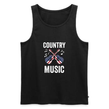 Musique country Drapeau américain USA Guitariste Musicien - Débardeur bio Premium Homme - noir - Devant - AI Model Male 178 light (178cm)