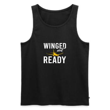 Flugzeug Airplane Vintage Luftfahrt Sprüche - Männer Premium Bio Tank Top - Schwarz - Vorne - Michal (187cm)